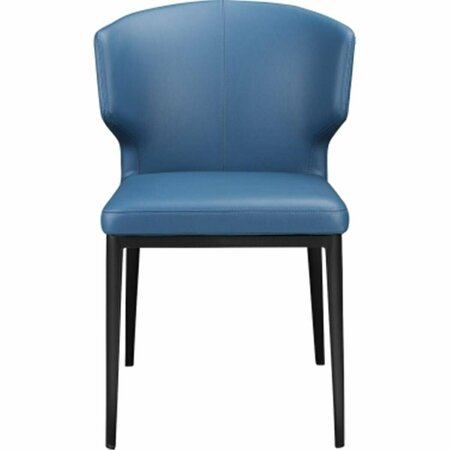 MOES HOME COLLECTION Delaney Side Dining Chair Steel Blue Leatherette on Metal Legs EJ-1018-28